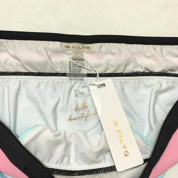 PILYQ Women's Color Block Banded Full Bikini Bottom Size L - Picture 4 of 4